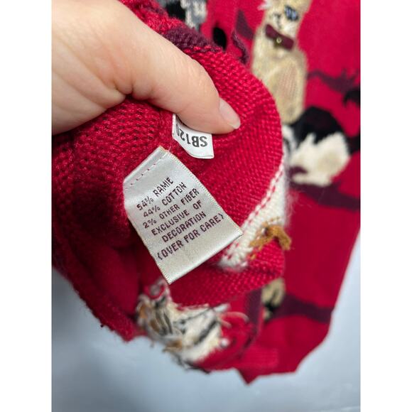 Vintage Cat sweater vest Susan Bristol Y2K 1995 Red Large - Picture 4 of 7